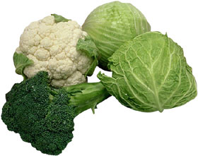 brocoli y colifor entre otras verduras 